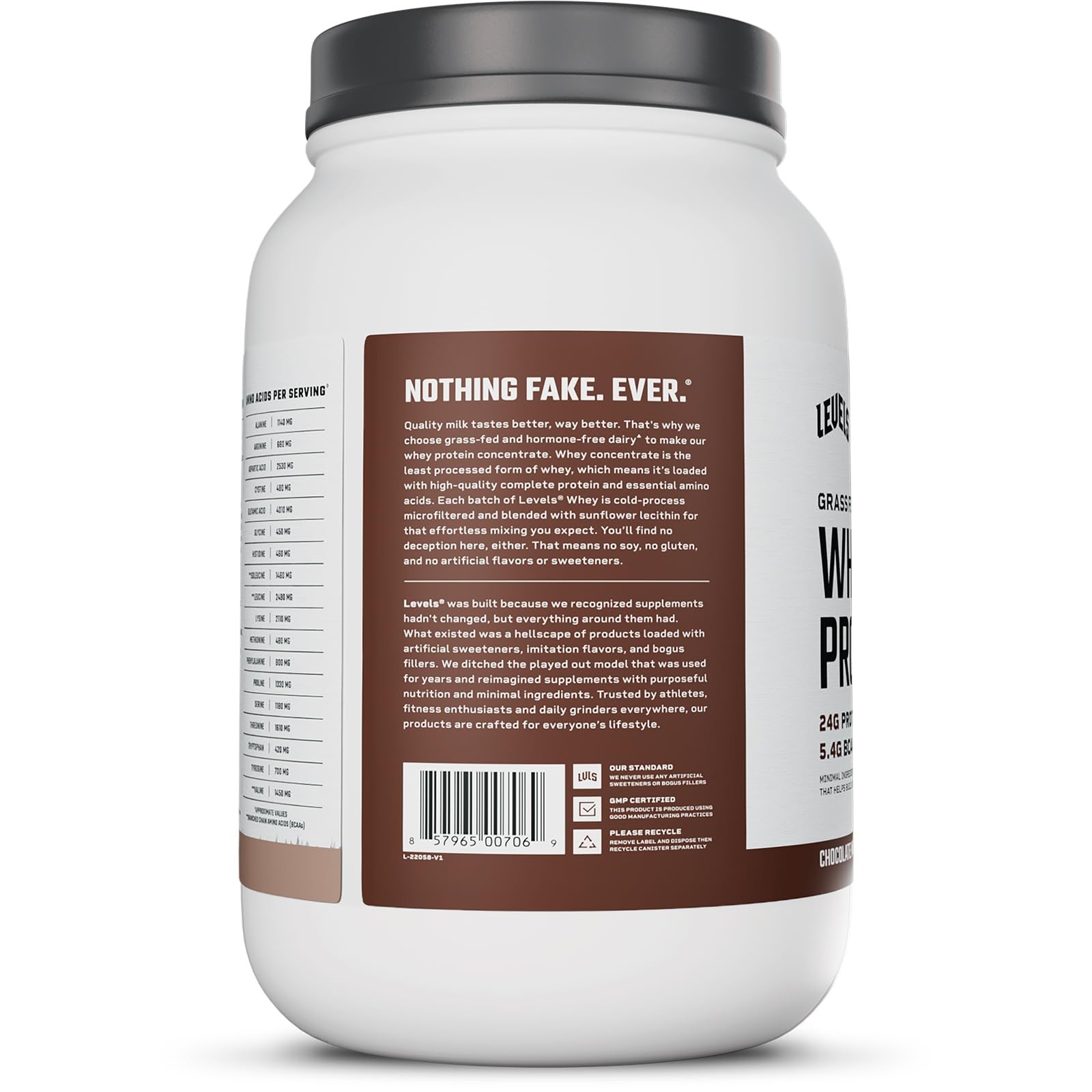 Levels Grass Fed Whey Protein Powder No Artificials 24G of Protein Chocolate …