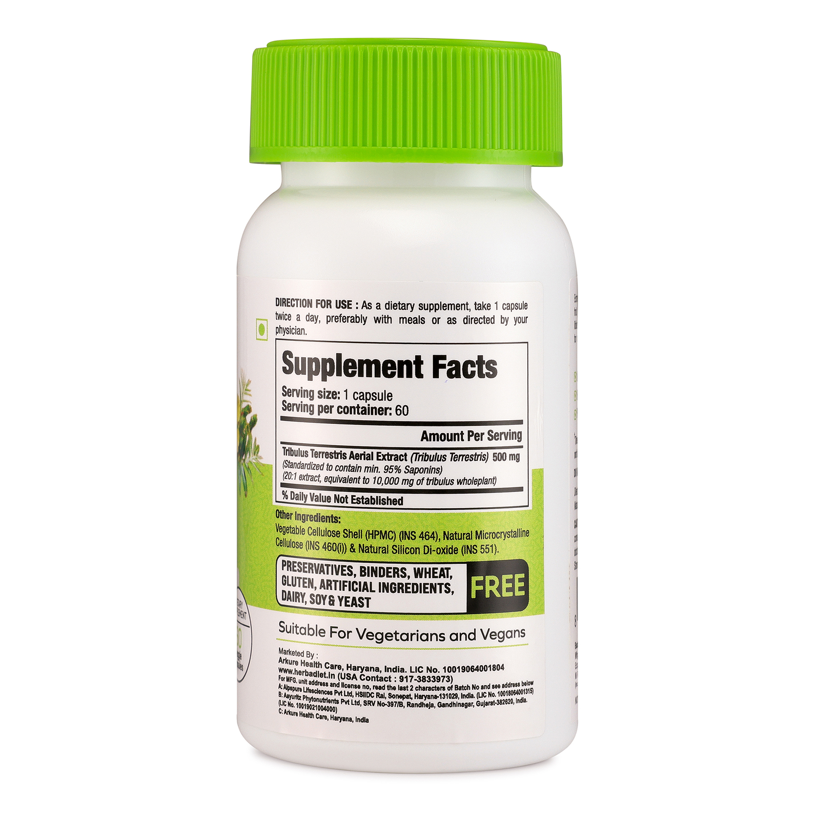 Tribulus Terrestris Extract Capsules 10000mg – 95% Saponins Muscle Booster