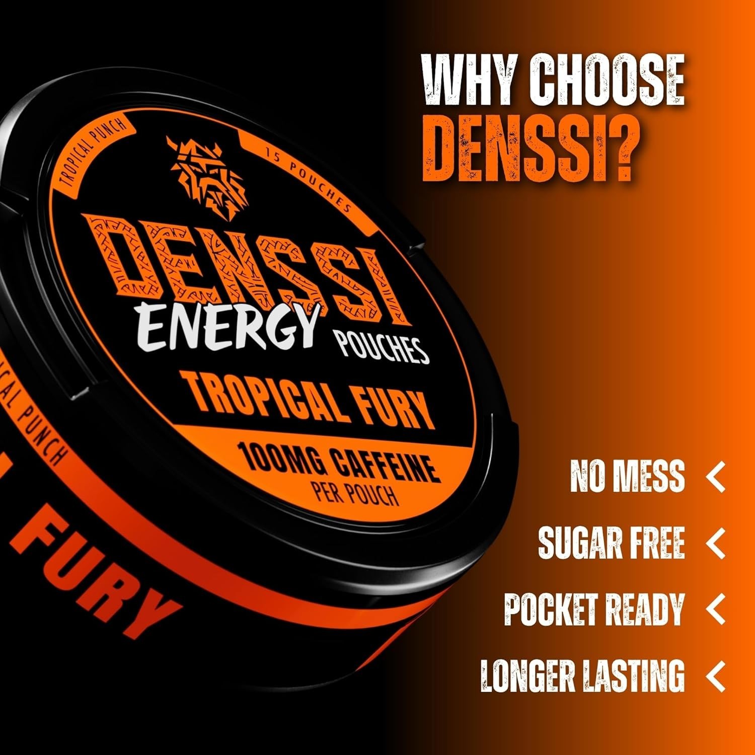 Energy Pouches – Fast-Acting Caffeine + Nootropic Boost – Sugar-Free, Tobacco