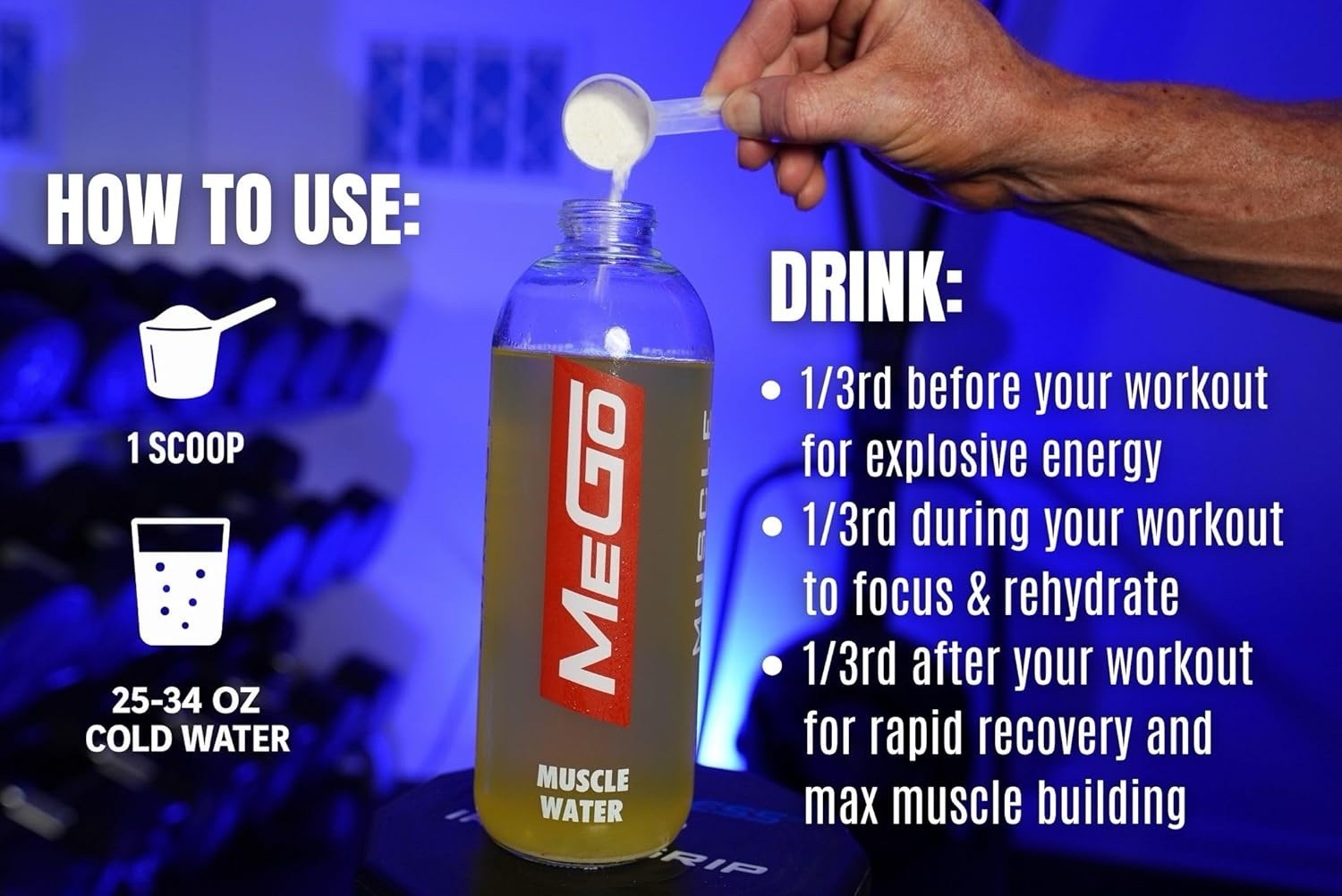 i Muscle Water Pre Workout Powder Muscle+Pump+Energy 20+ Supplements Fruit Punch