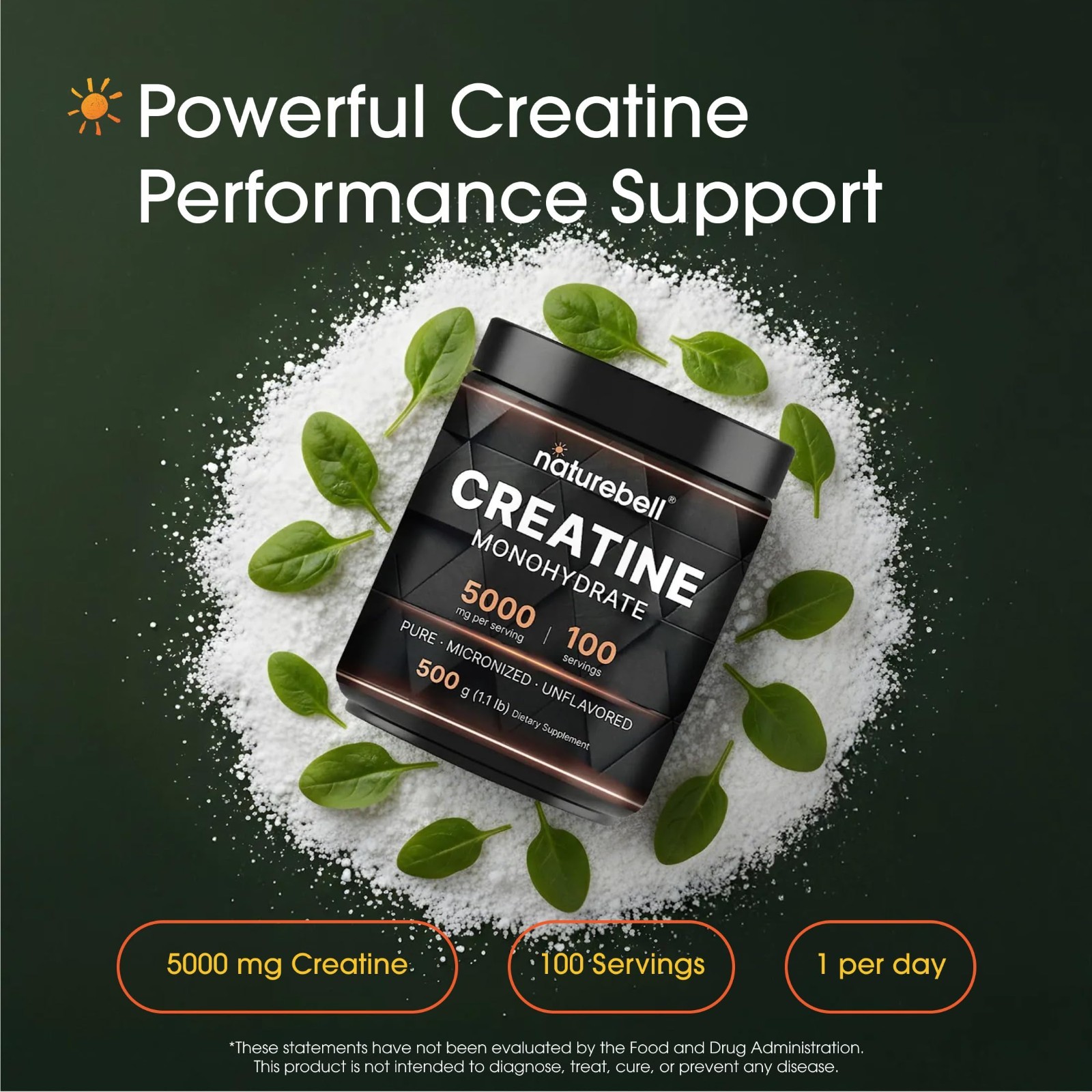 Micronized Creatine Monohydrate Powder 500g – 5000mg Unflavored, Vegan, Keto – P