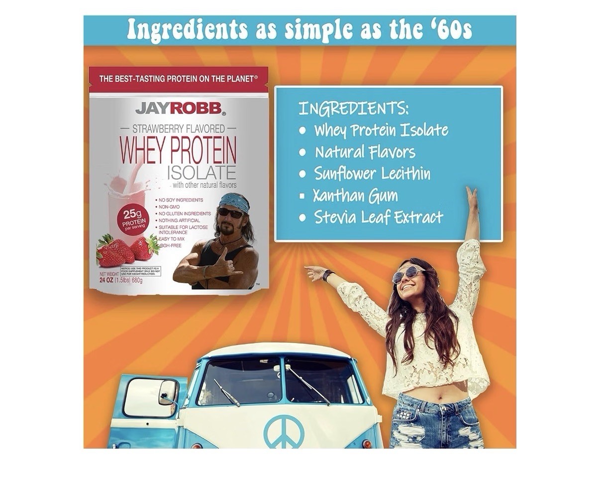 JAYROBB Whey Protein Isolate Strawberry Flavored 1.5 Pound