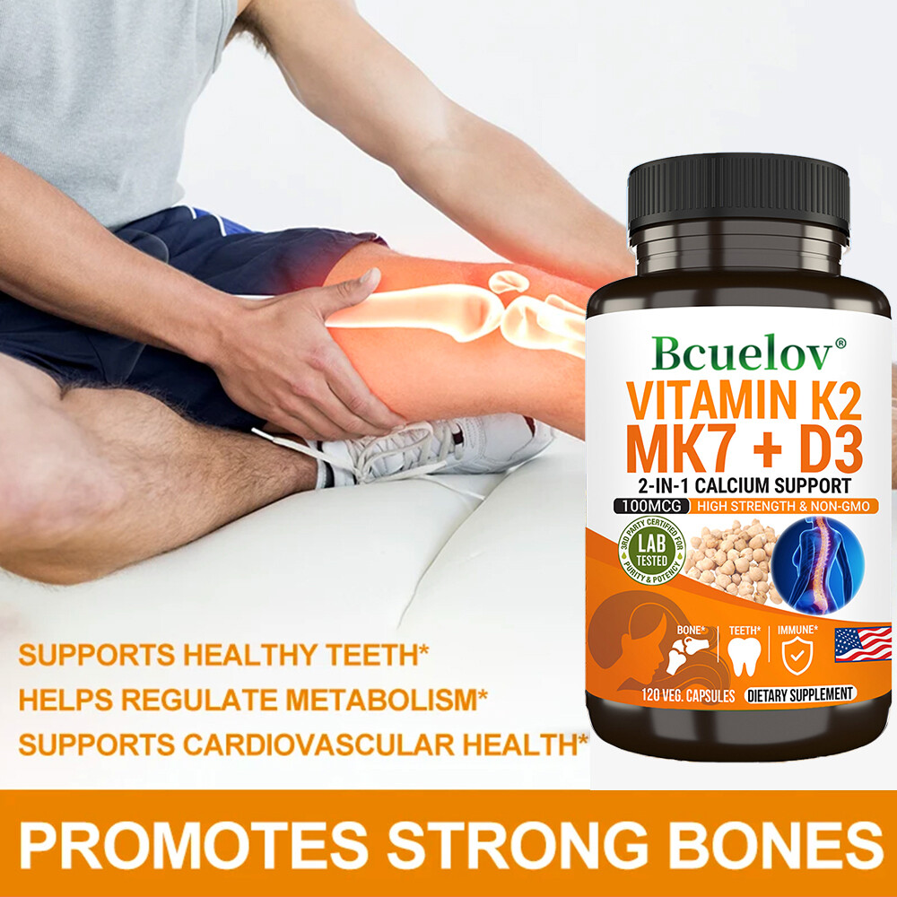 VITAMIN K2 MK7 + D3 2-IN-1 CALCIUM SUPPORT 100MCG HIGH STRENGTH & NON-GMO