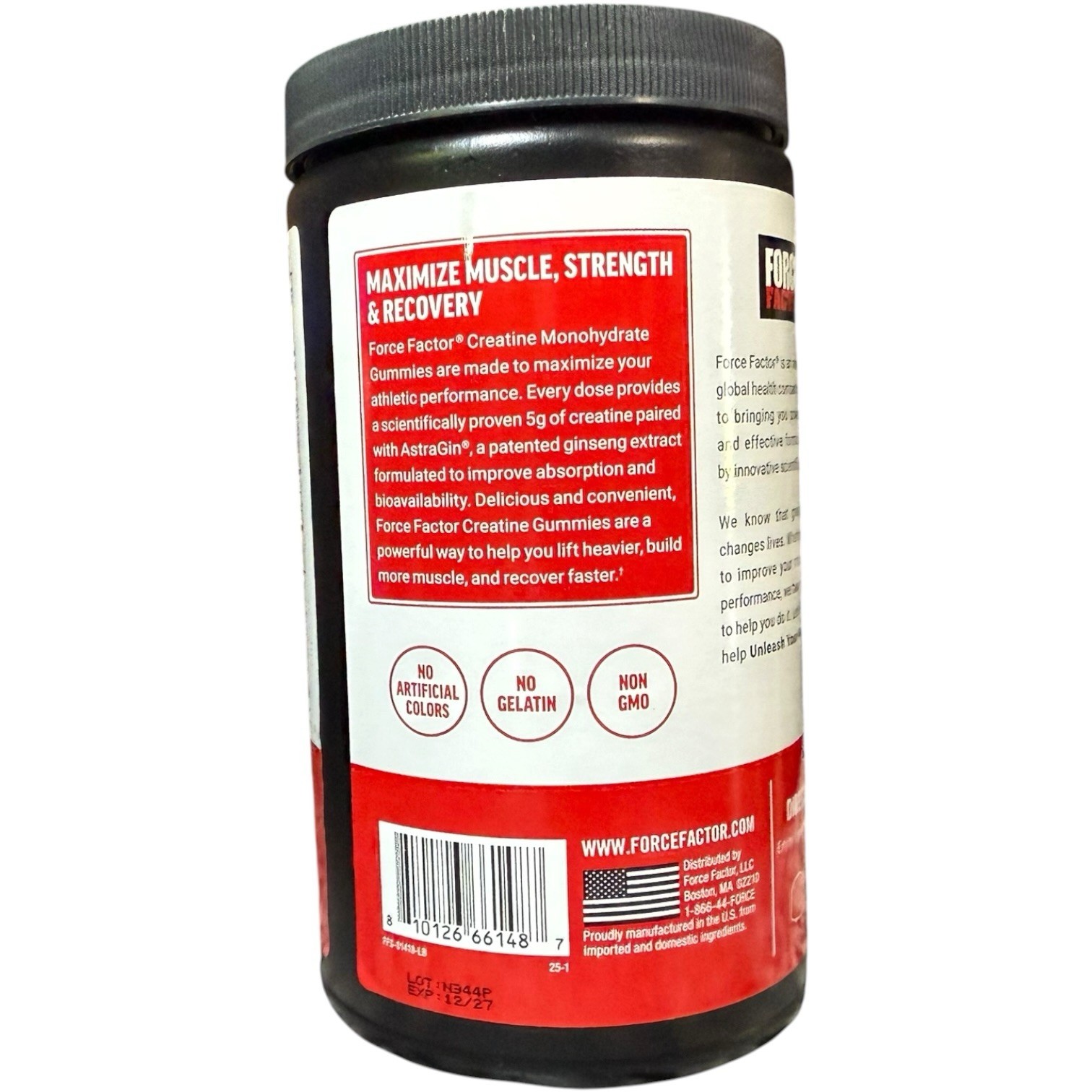 Force Factor Creatine Gummies 150gummy Creatine Monohydrate Muscle Gain 5g Dose