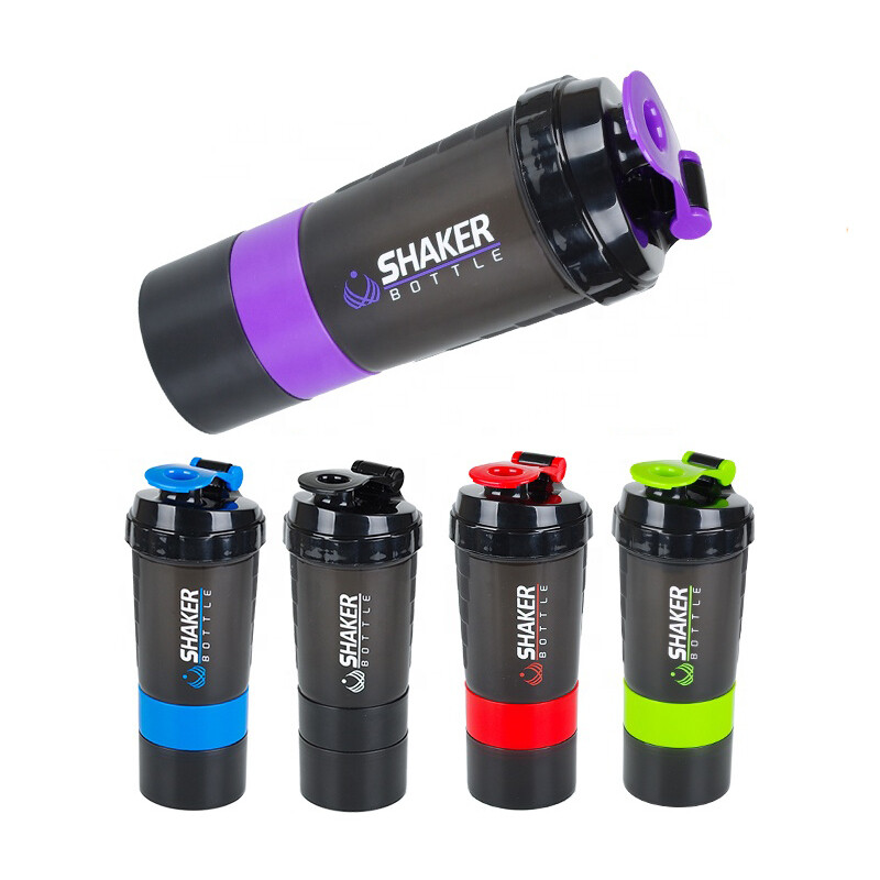 3 in 1 – 500mL/16oz Shaker Bottle with storage for pills and protein powder