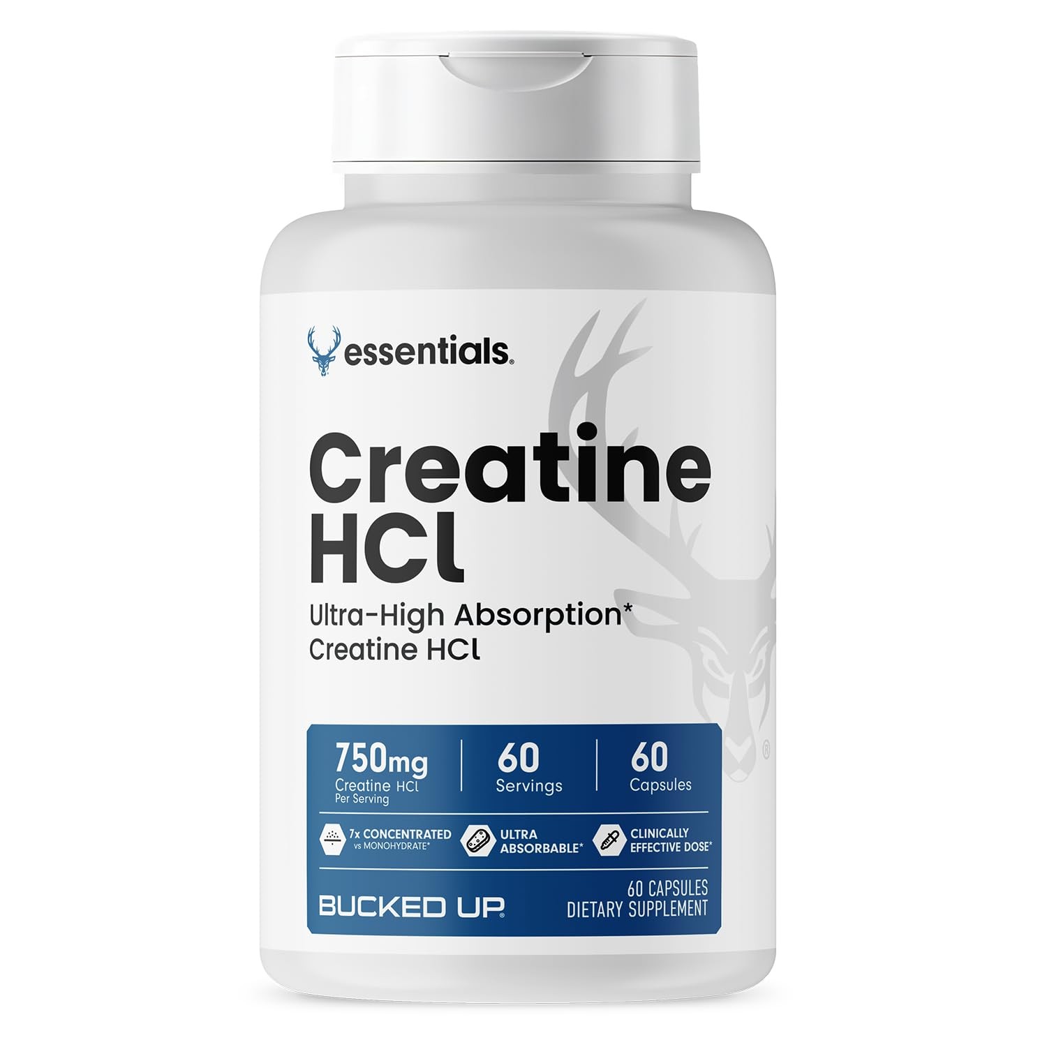 Creatine HCL, 750mg Serving – 60 Servings 60 Count (Pack of 1)