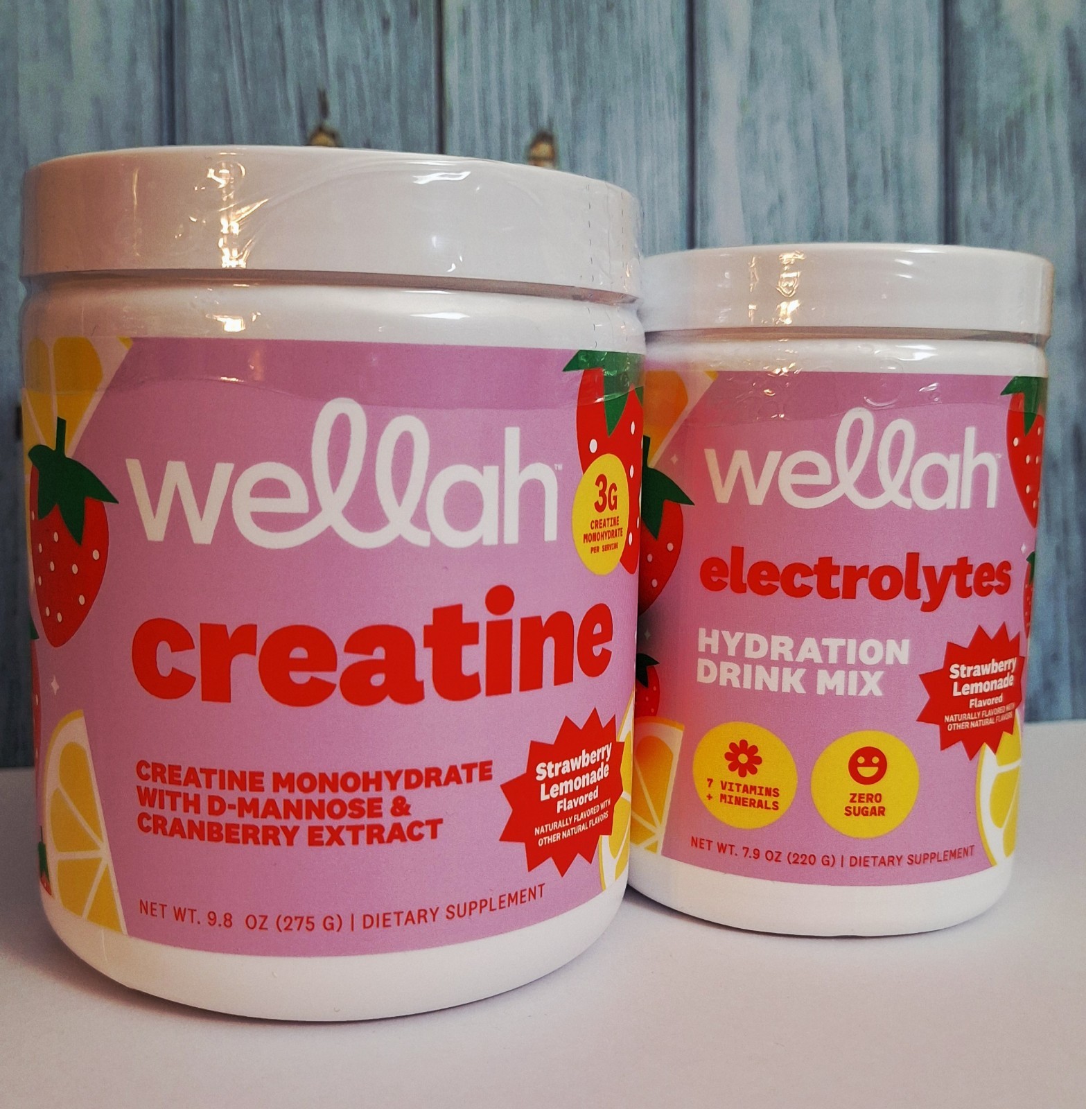 Wellah Creatine & Hydration Bundle 🍓 Lemonade, 50 Servings each, Exp – 2029✨️