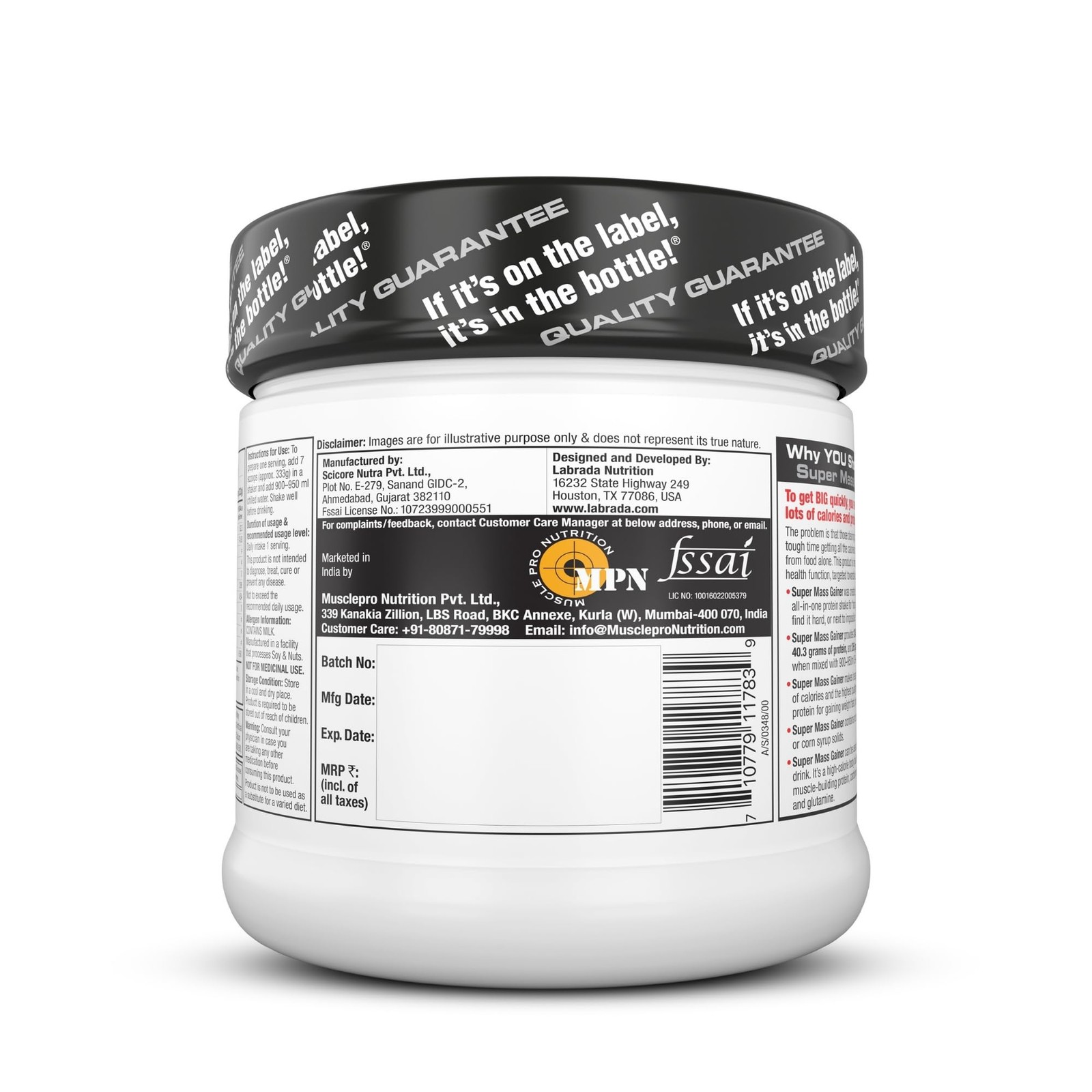 Labrada Super Mass Gainer High Calorie Protein Powder 500g