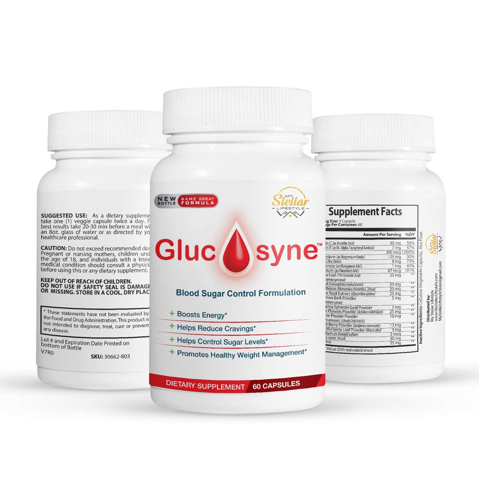 4 Pack Glucosyne, fórmula de control de azúcar en la sangre-60 Cápsulas x4