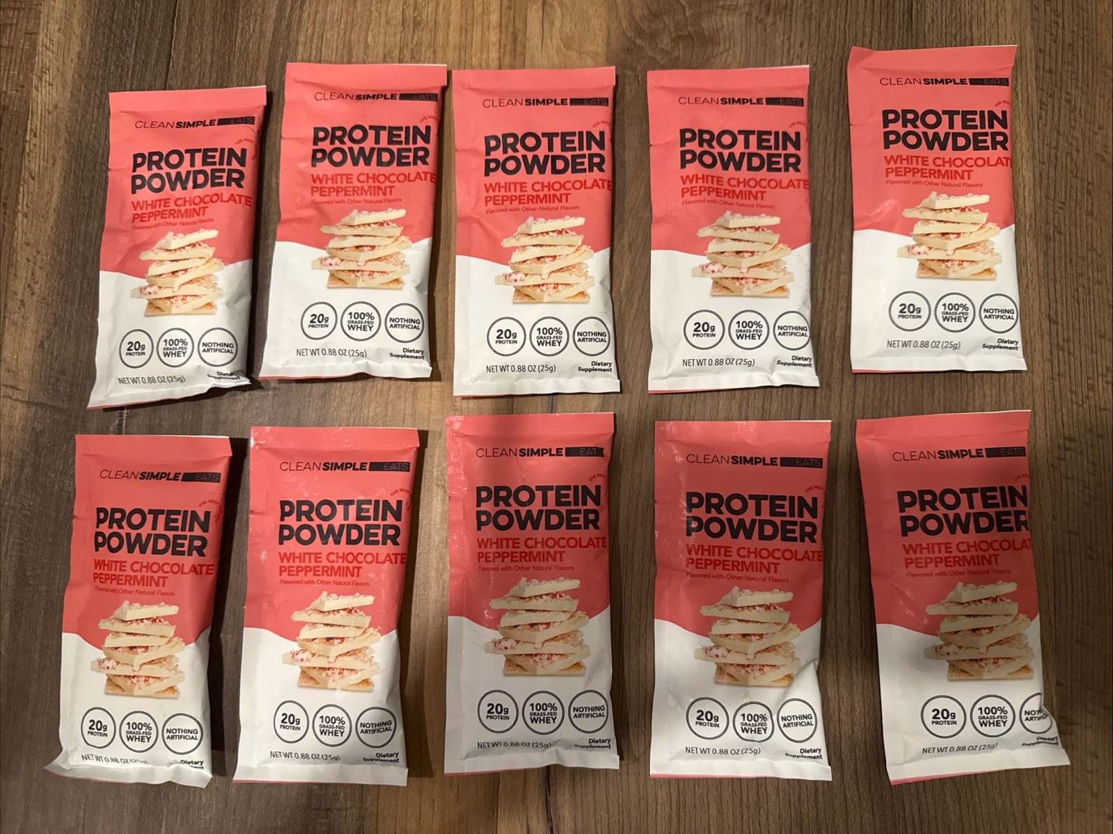 Lot Of 10 Clean Simple Eats White Chocolate Peppermint Protein Powder Packs