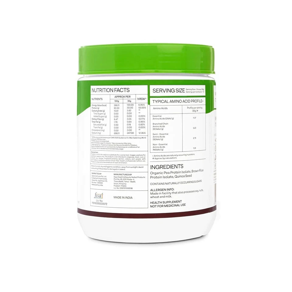 OZiva Plant Protein Powder 500g Pea Isolate 30g Protein Vegan No Sugar