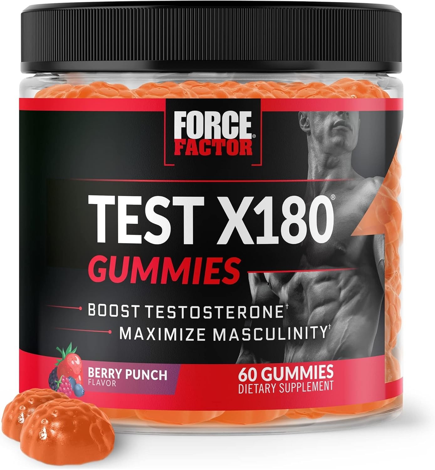 Force Factor Test X180 Gummies Testosterone Booster for 60 Count (Pack of 1)