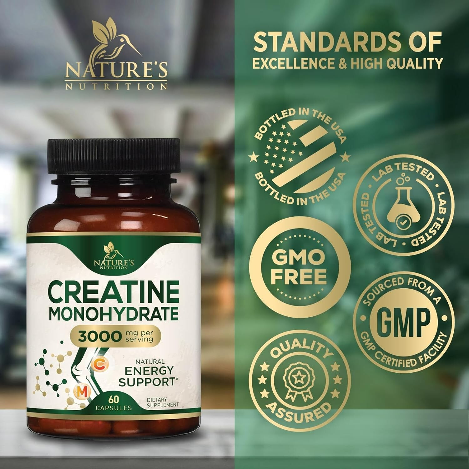 “Creatine Monohydrate Capsules 3,000Mg Micronized Creatine Supplement Support fo