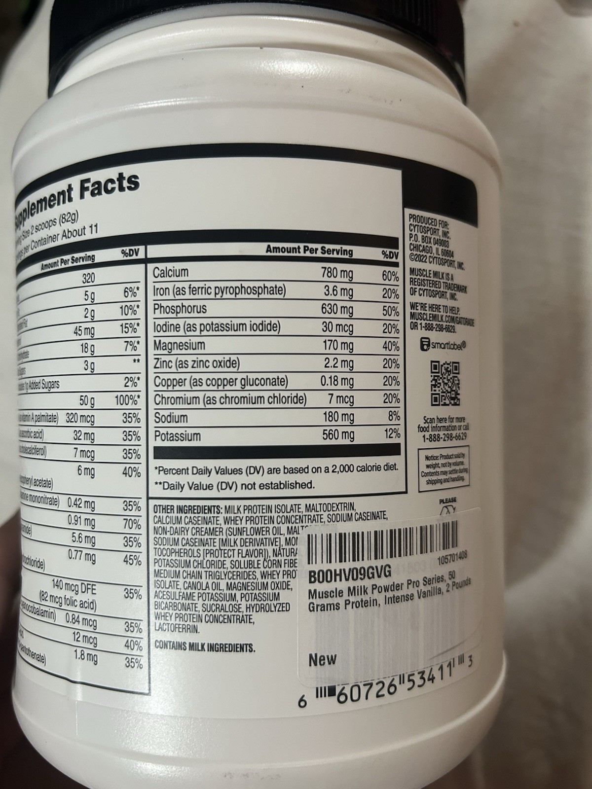Muscle Milk Pro Series Intense Vanilla Protein Powder 50g NSF 32oz Gluten-Free