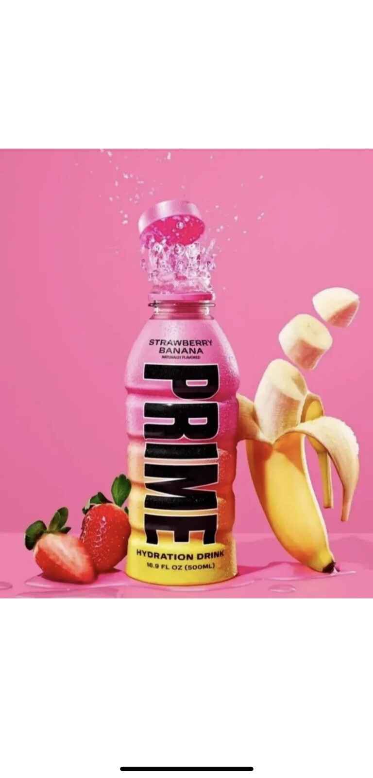 1 X 500ML BOTTLE PRIME HYDRATION STRAWBERRY BANANA DRINK READY TO SHIP✅✅✅