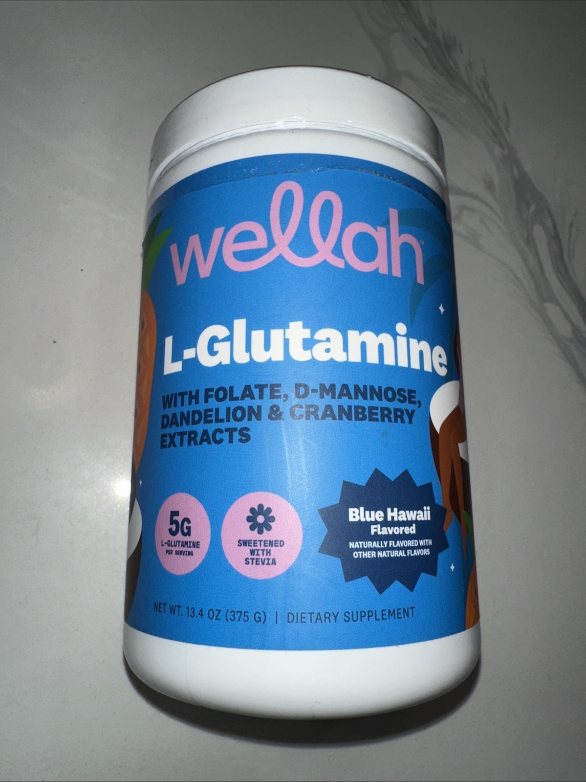 Wellah L-Glutamine Blue Hawaii Powder (50 Servings) – 5g L-Glutamine Per Serving