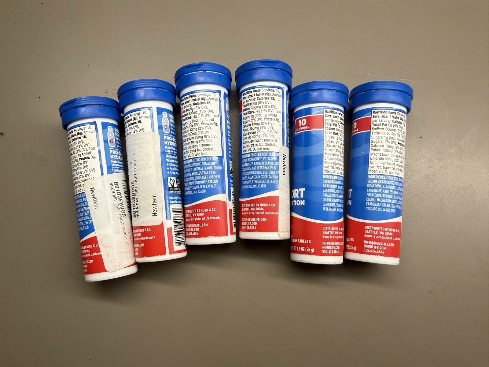 New 6X NUUN Sport Hydration Electrolyte Tubes 10 Count Tablets Each Fruit Punch