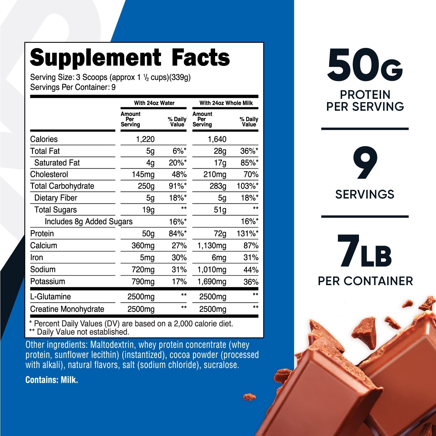 Nutricost Mass Gainer Double Chocolate Flavor, 6.7 LBS, 50 Grams of Protein