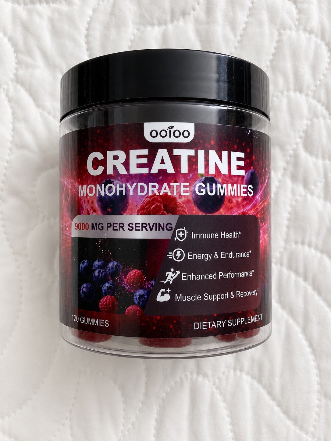 Ootoo Creatine Monohydrate Gummies 120 Count 9000mg Berry Flavor