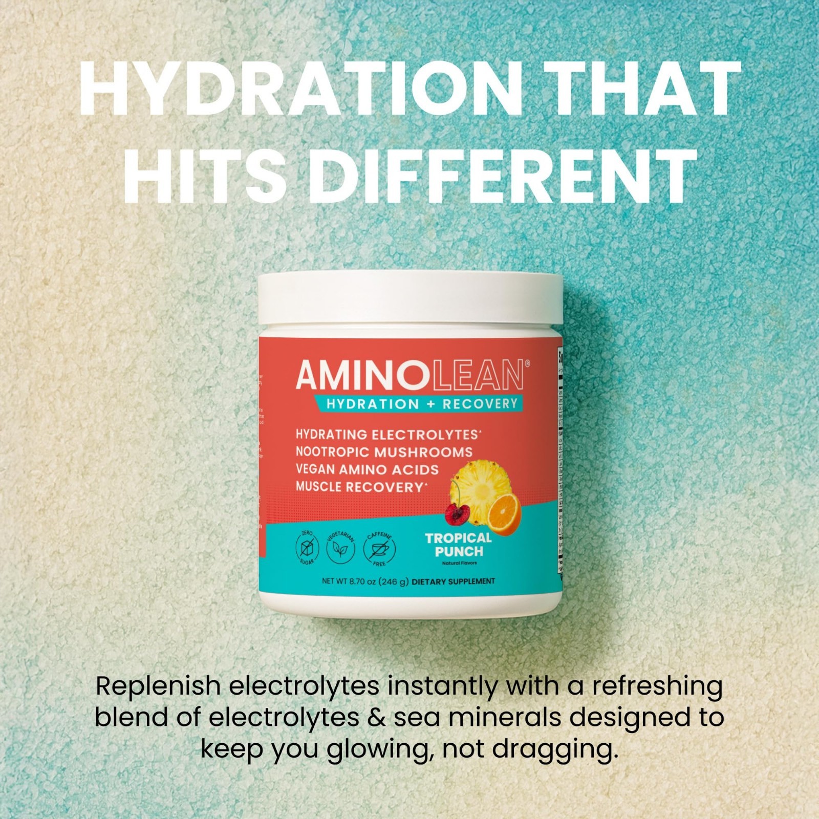 Vegan Amino Acids Powder – BCAA + EAA, Electrolytes & Reishi for Recovery, Sugar