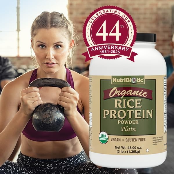 NutriBiotic Organic Rice Protein Plain, 3lb | Low-Carb Vegan Keto Gluten-Free