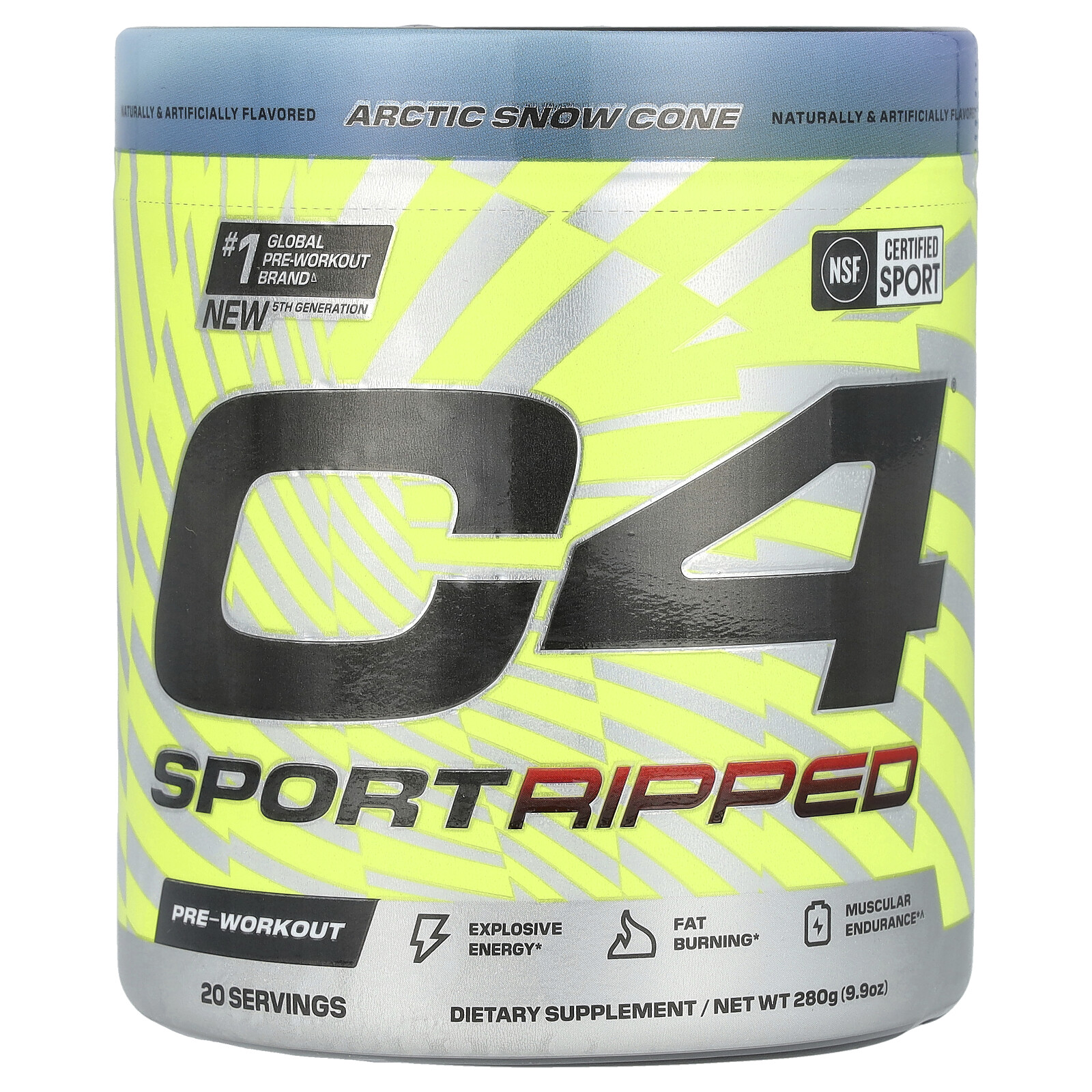C4 Sport Ripped, Pre-Workout, Artic Snow Cone, 9.9 oz (280 g)