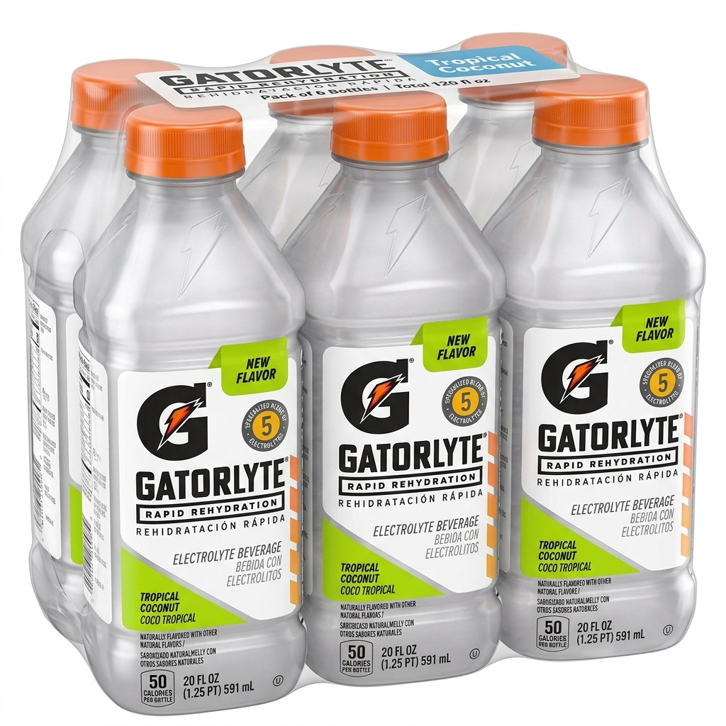 Gatorade Gatorlyte Tropical Coconut 20oz 6 Pack Rapid Rehydration Drink