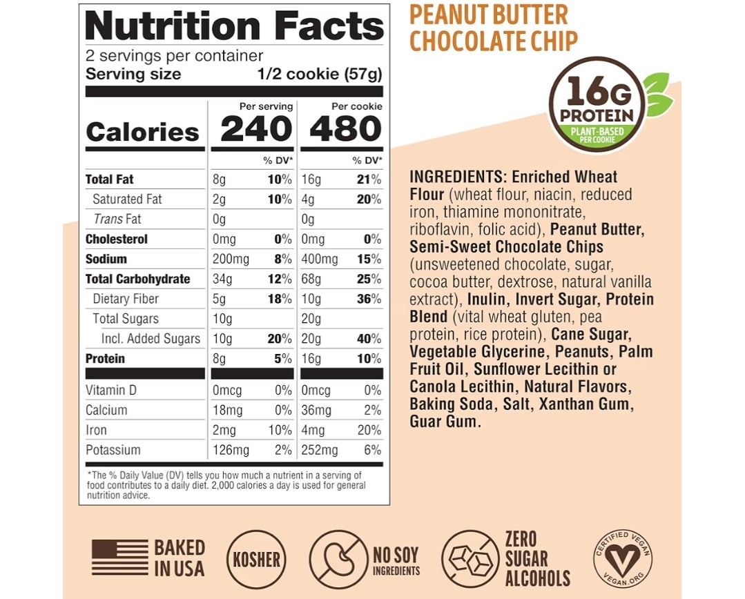 Case of 12 Lenny and Larry’s The Complete Cookie Peanut Butter Chocolate Chip