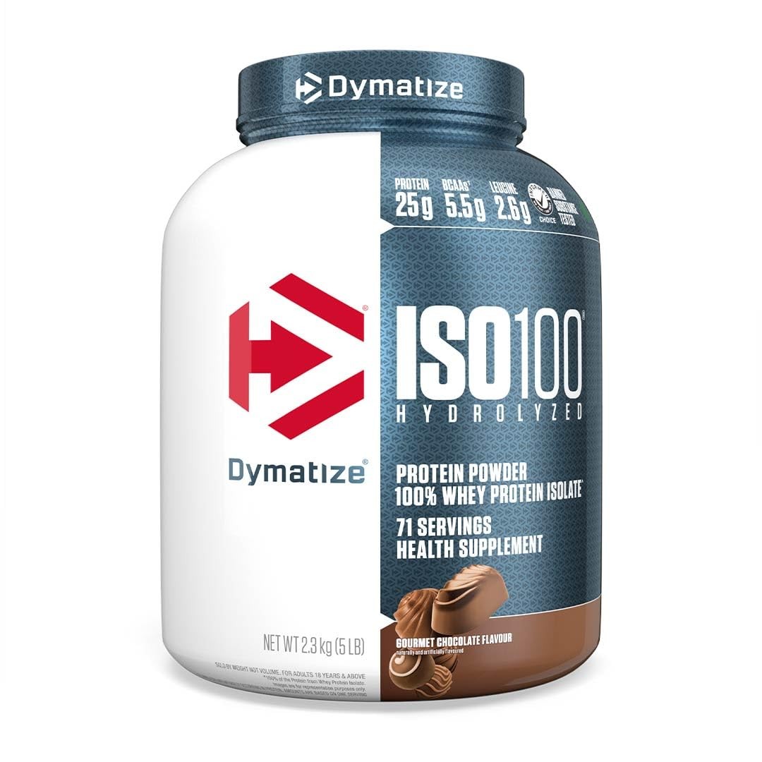 Dymatize ISO100 Hydrolyzed Whey Protein Chocolate 25g Protein 5lb Gluten-Free
