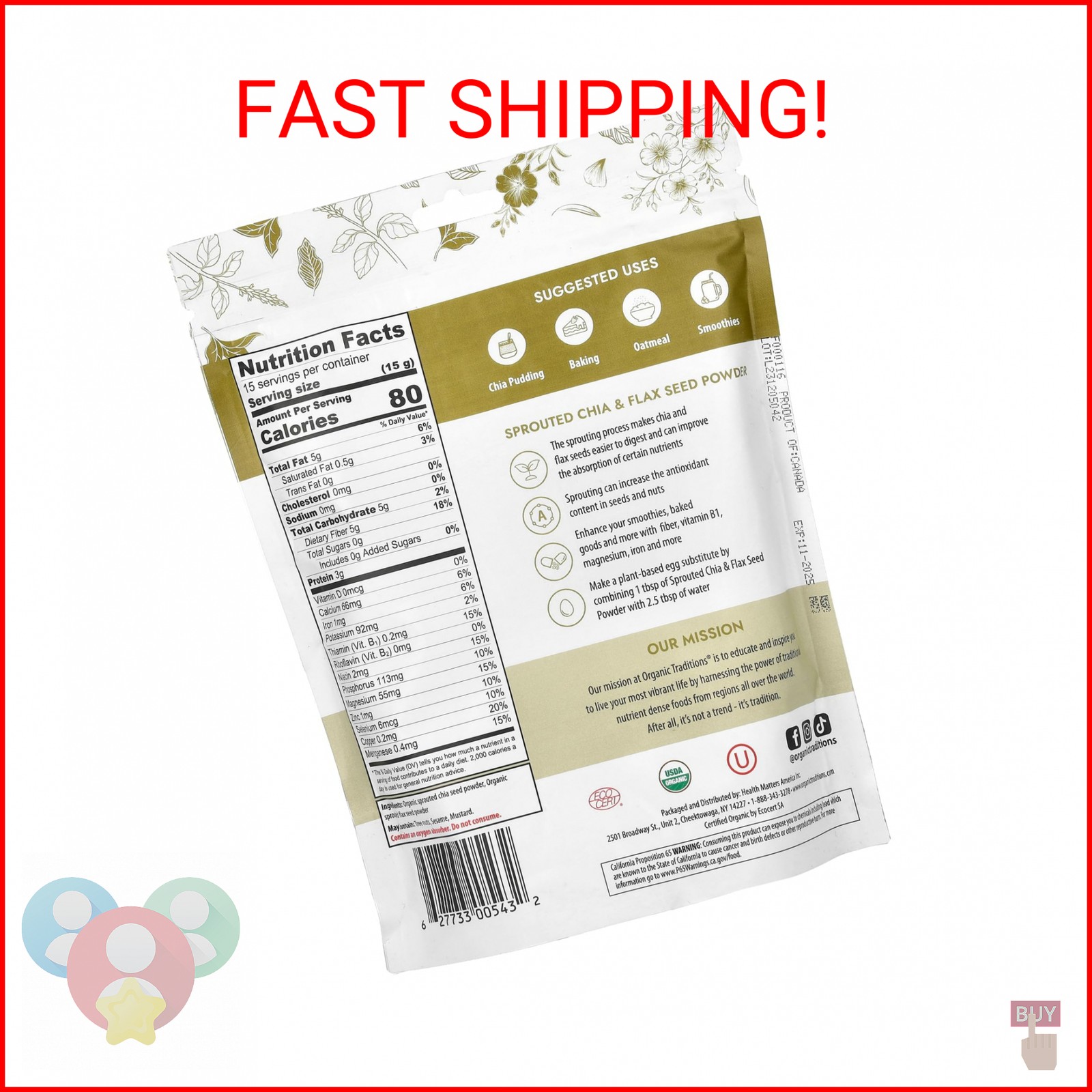 Organic Sprouted Chia & Flax Seed Powder