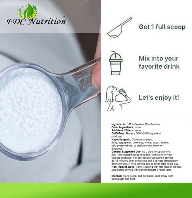 Creatine Monohydrate 100% Pure Powder 5000g (11 lb) Micronized by FDC NUTRITION