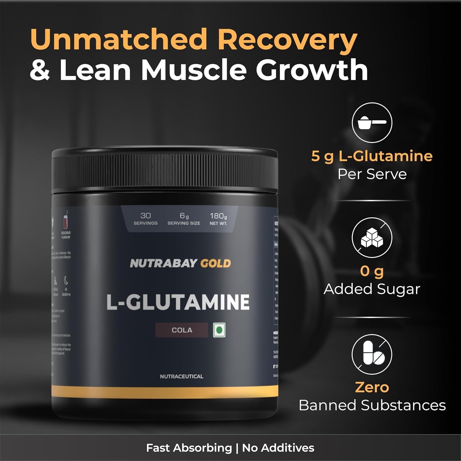 L-Glutamine Powder – Post Workout Amino Acid for Muscle Growth & Recovery