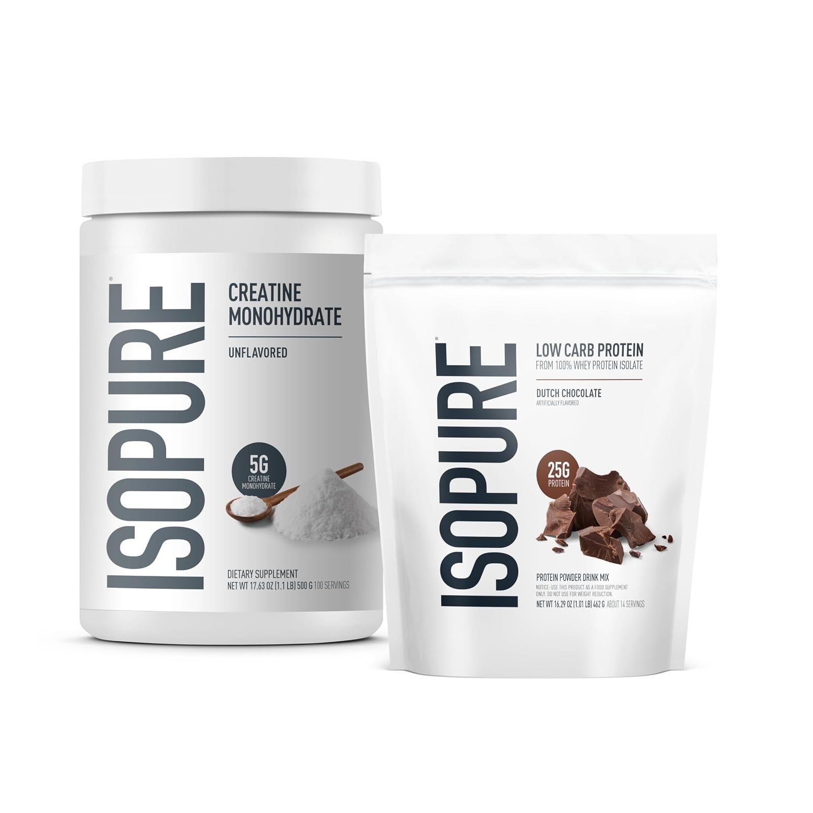 Isopure 100% Whey Isolate Protein Powder Dutch Chocolate 25g Protein 1 lb
