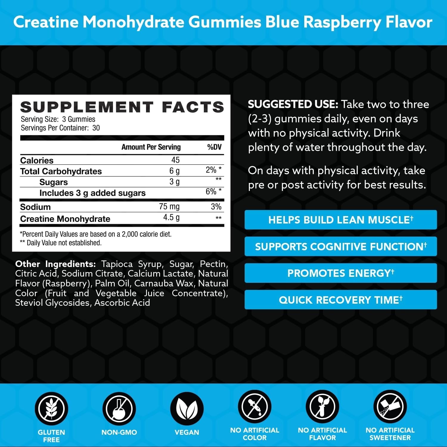 INVIGOR8 Creatine Gummies, Non GMO Creatine Monohydrate for Men and Best Creatin