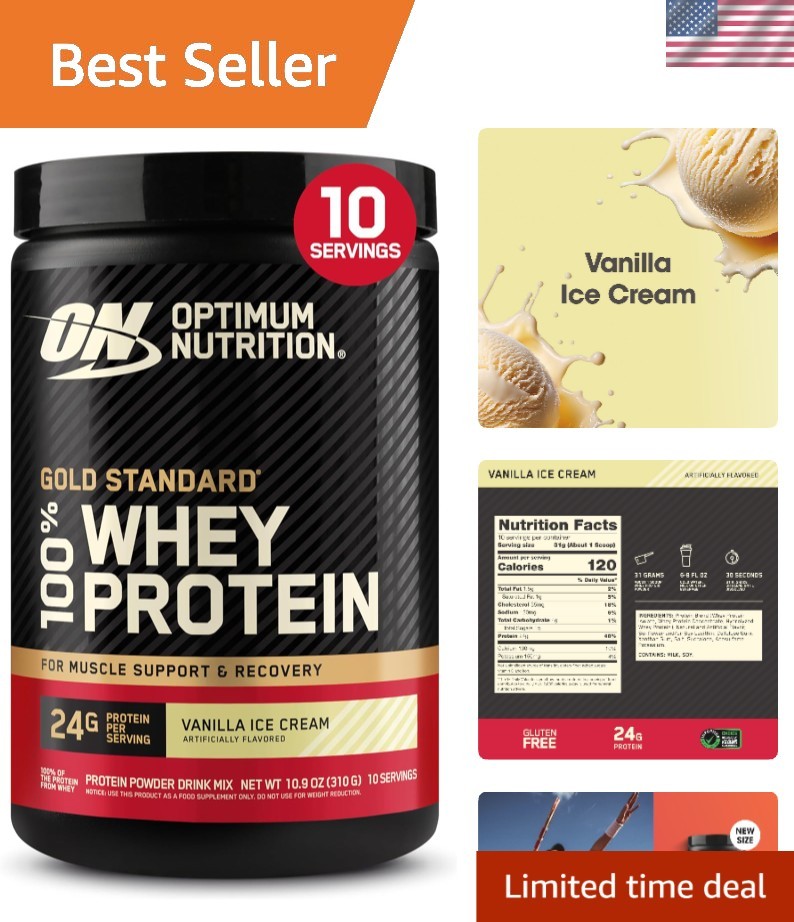 Whey Protein Powder 24g Protein, Gluten Free, Vanilla Ice Cream 10.9 oz