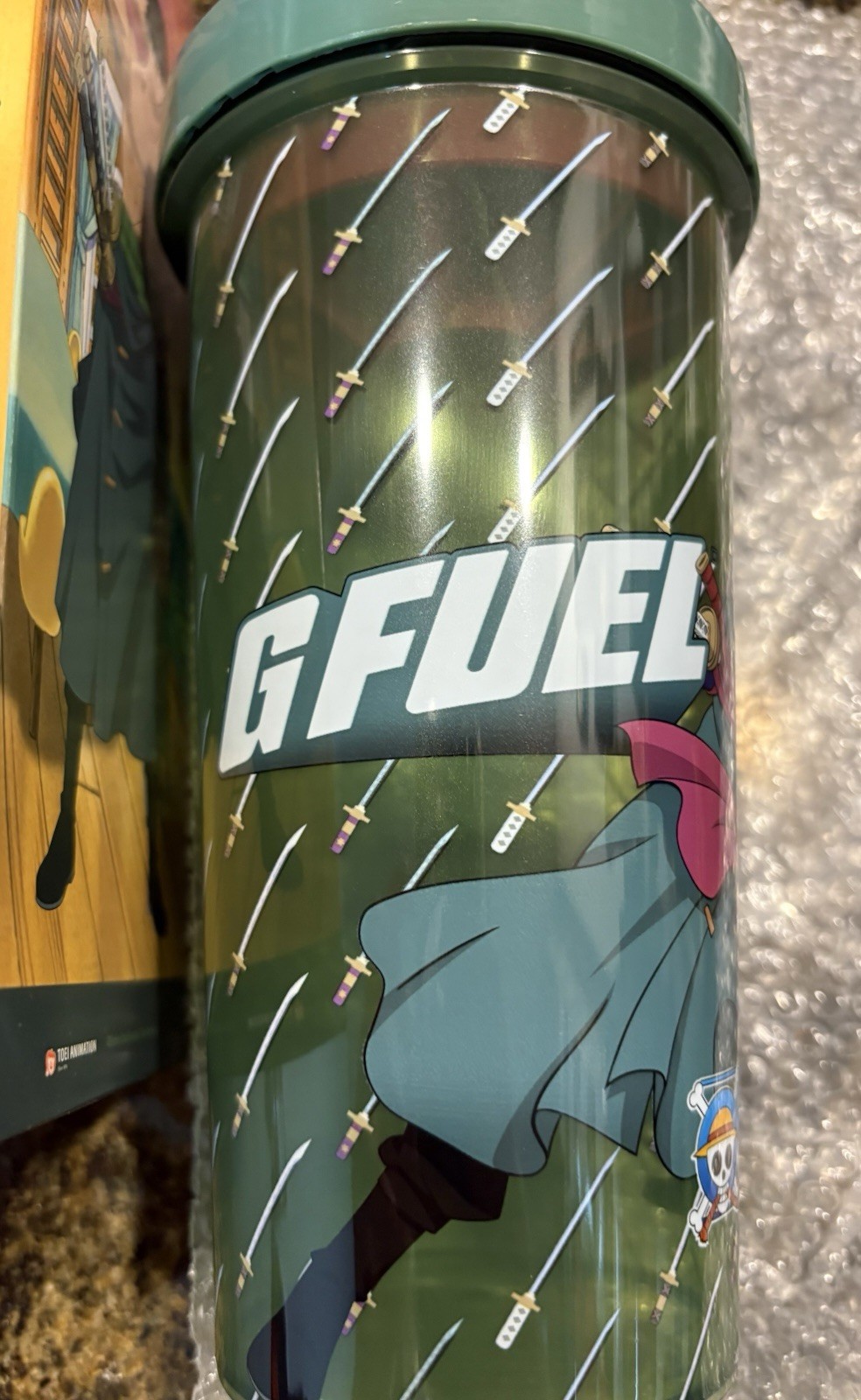Gfuel x One Piece Zoro Ashura Collector’s Box – Shaker Cup Energy Powder Sticker