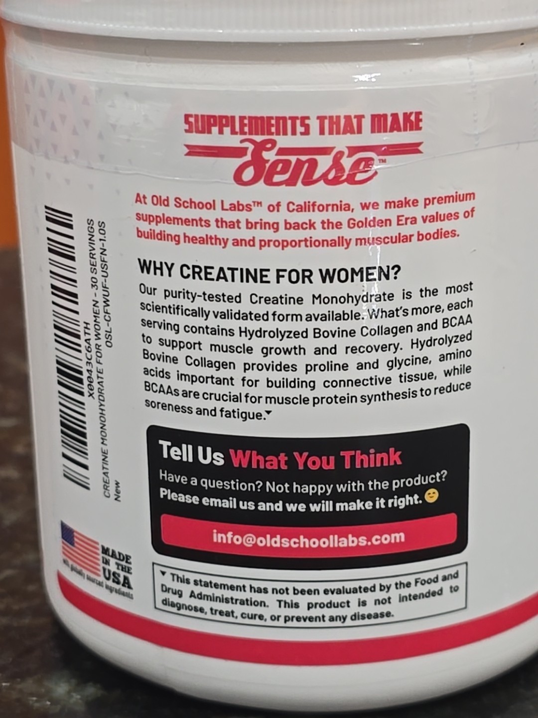 Old School Labs Creatine Monohydrate for Women 243g/8.57oz 30 Servings – BOOTY