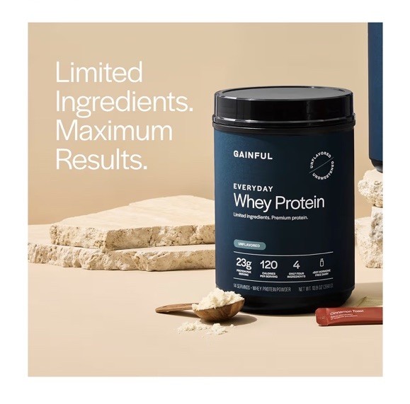 Gainful Everyday Whey Protein Powder 23g Protein per Serving, Unflavored