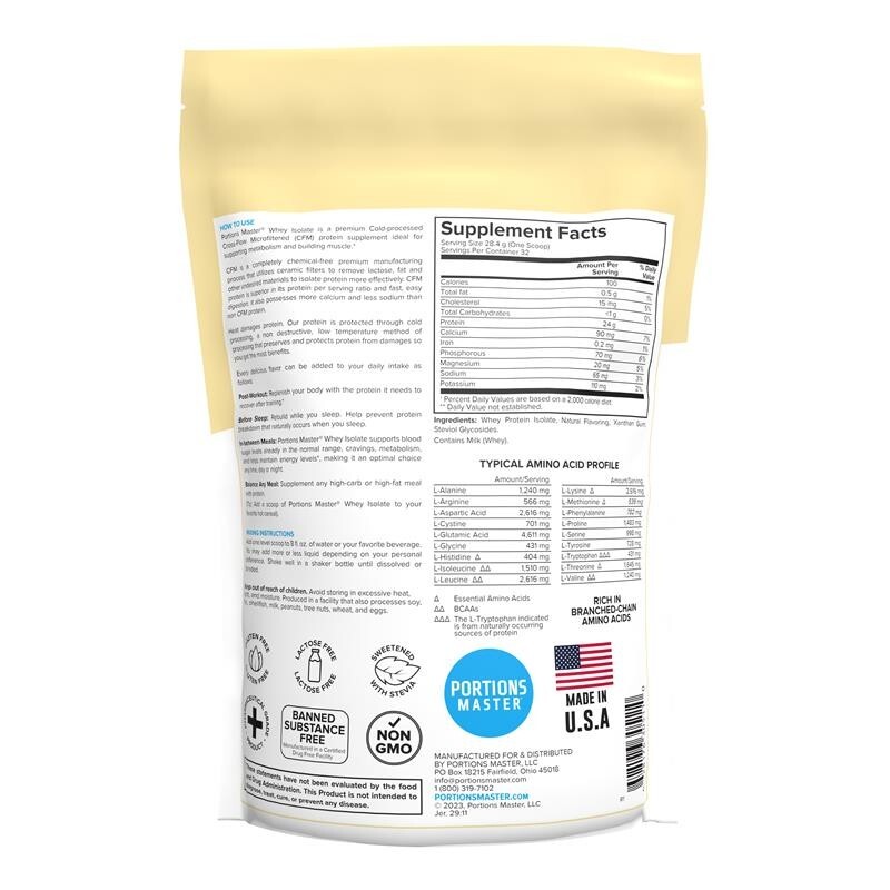 Portions Master | Cross-Flow Microfiltration Whey Isolate Protein