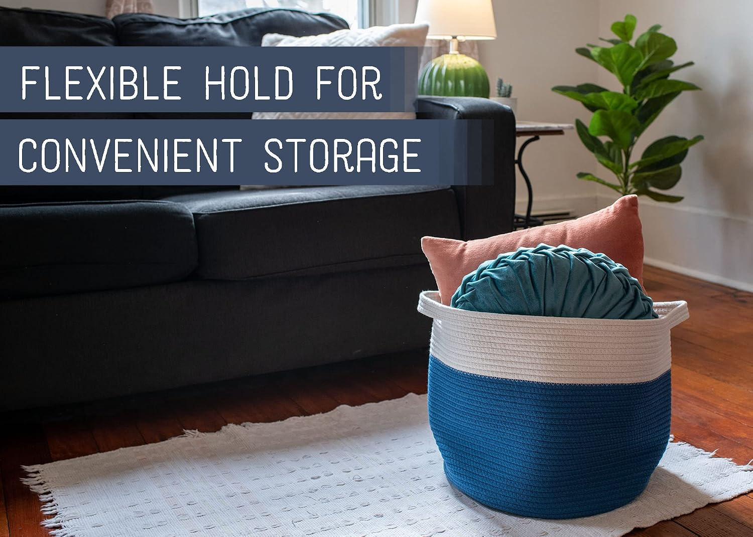 Nat & Jules 12 Inch Flexible Woven Fabric Storage Basket: Organize Your Home Off