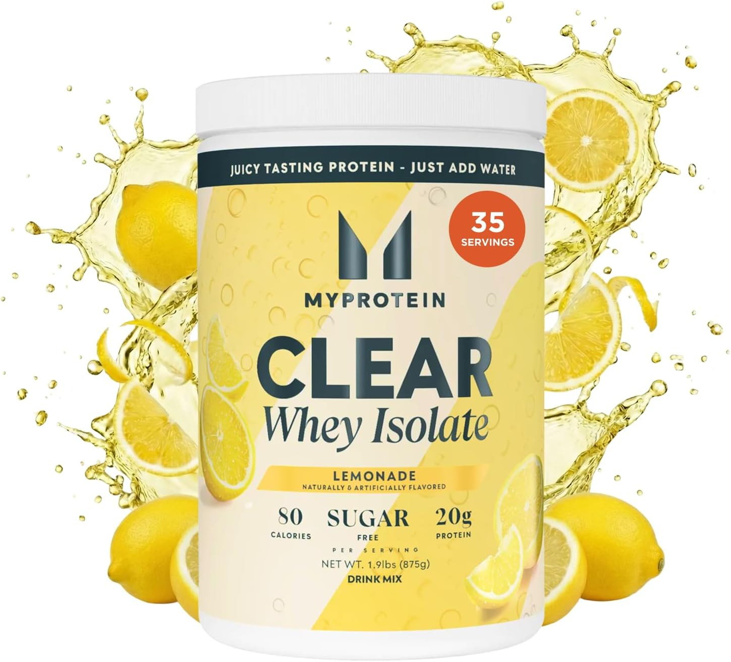 Clear Whey Isolate Protein Powder, 35 Servings (1.9Lbs) Lemonade, 20G Protein pe