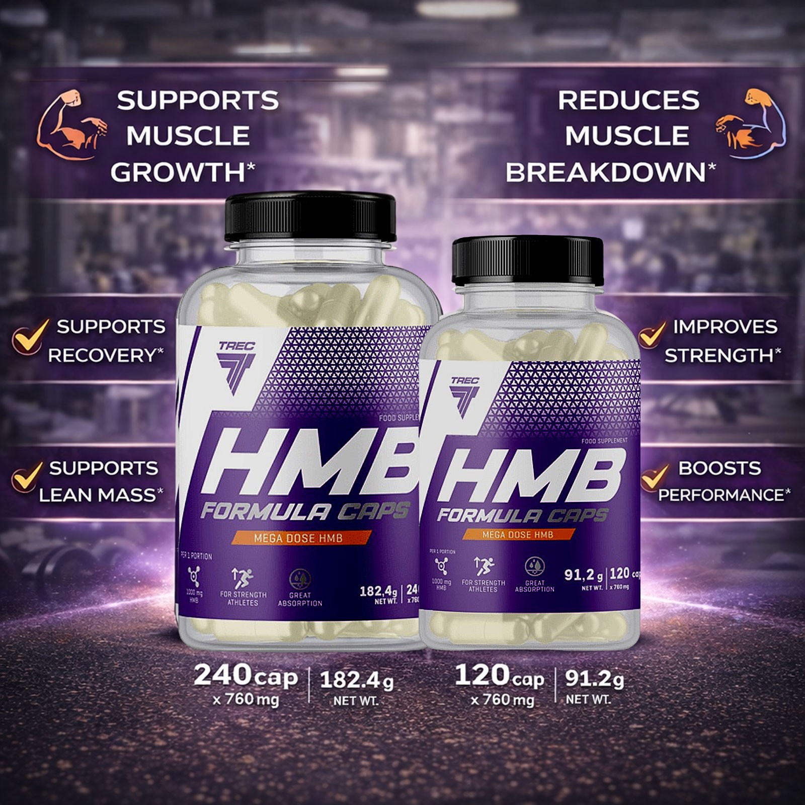 HMB SUPPLEMENTS – Reduces Body Fat & Lean Muscle Growth – HMB 1000 mg PILLS