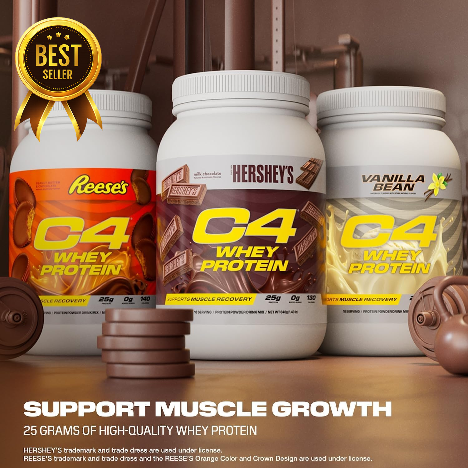 Whey Protein Powder Hershey’s Chocolate 25g Protein 0g Added Sugar Post Workout