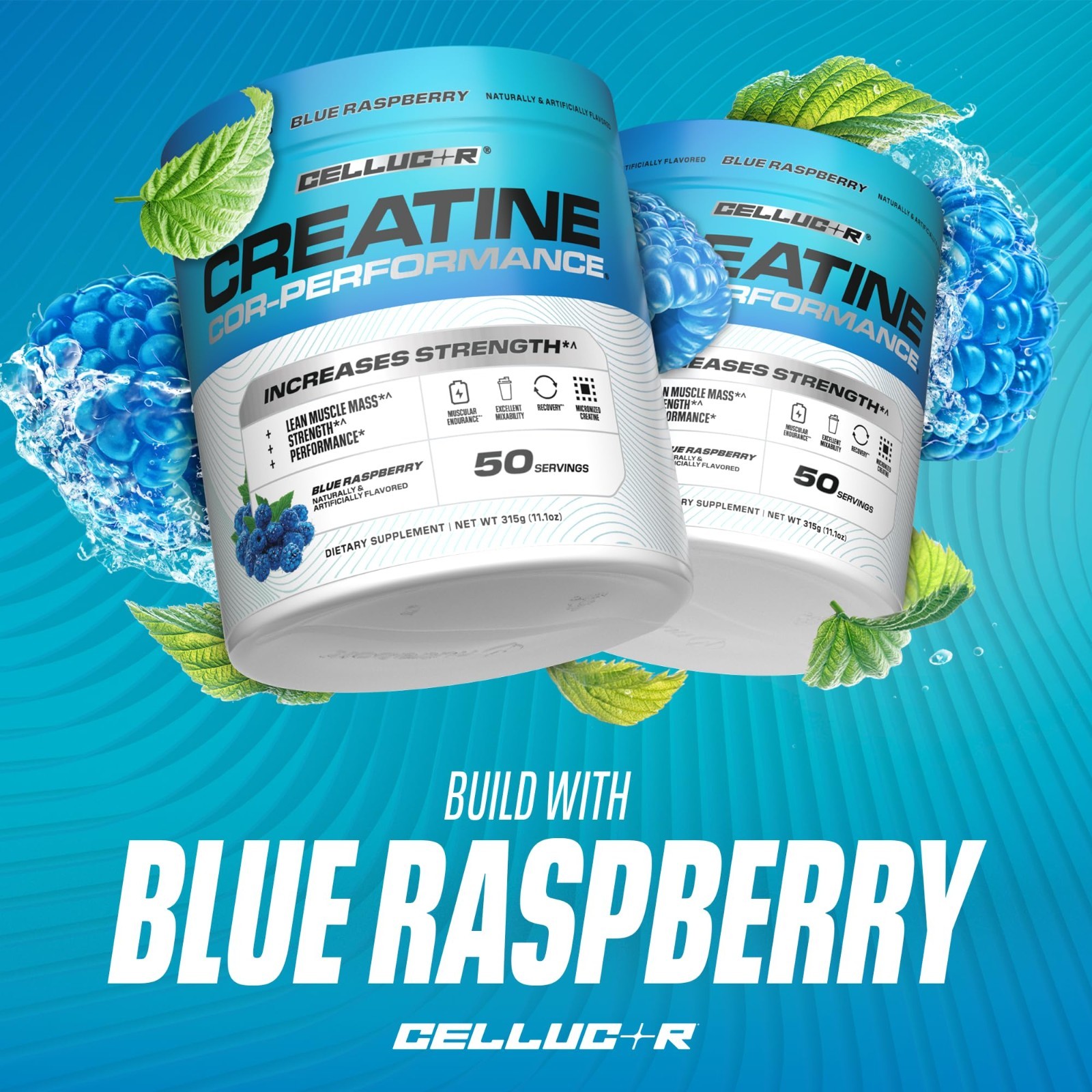 Micronized Creatine Powder – Blue Raspberry, Boost Strength & Endurance, 5g/Serv
