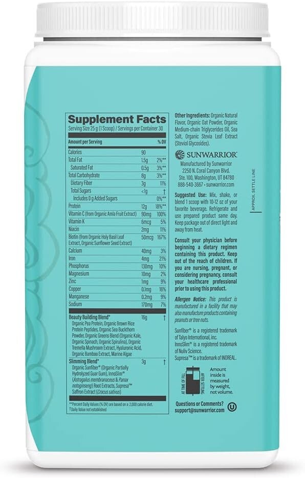 Sunwarrior Slim Collagen Peptides Powder with Vitamin C, Biotin Gluten Free Keto