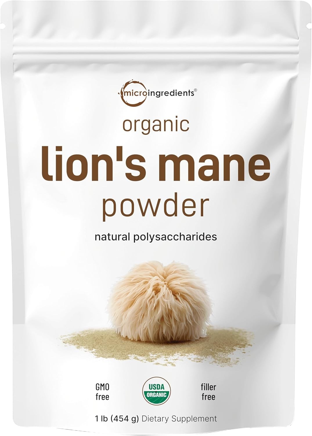 Ingredients HOTMicro Organic Lion’s Mane Mushroom Powder Pure Fruiting Superfood