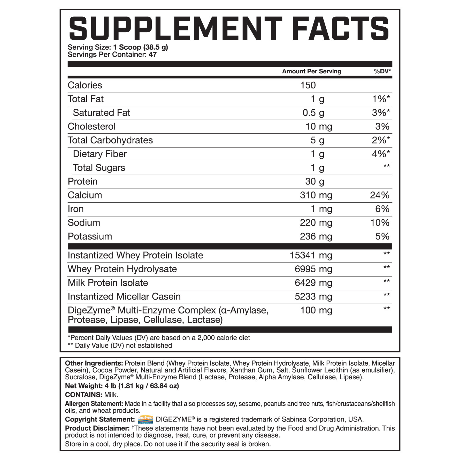 Magnum Nutraceuticals Quattro 2lb Chocolate blend Milk Egg Whey Casein Protein