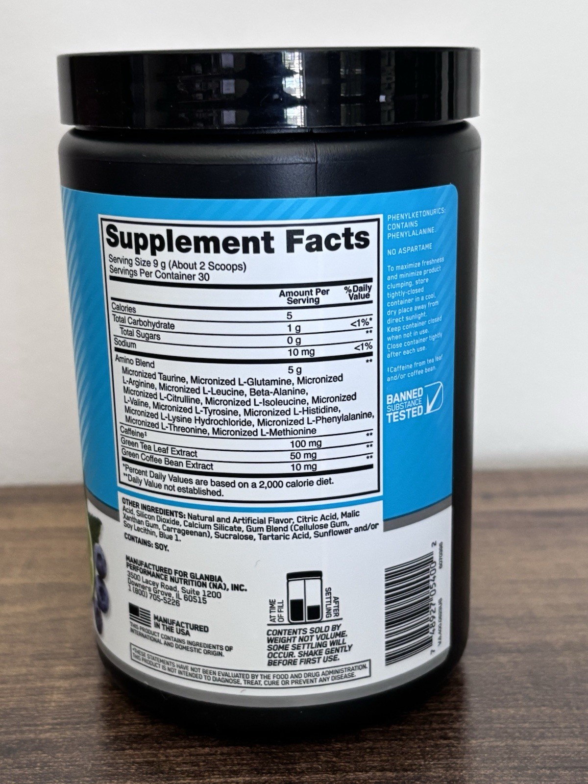 Optimum Nutrition Amino Energy Powder Blueberry Mojito 30 Serv. Expire 10/21/26