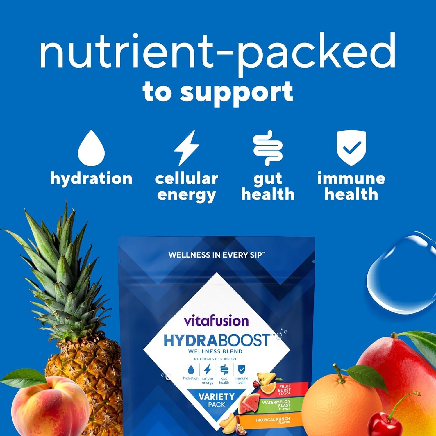 Vitafusion HydraBoost Wellness Blend Drink Mix Variety Pack 18 Sticks Free Shipp