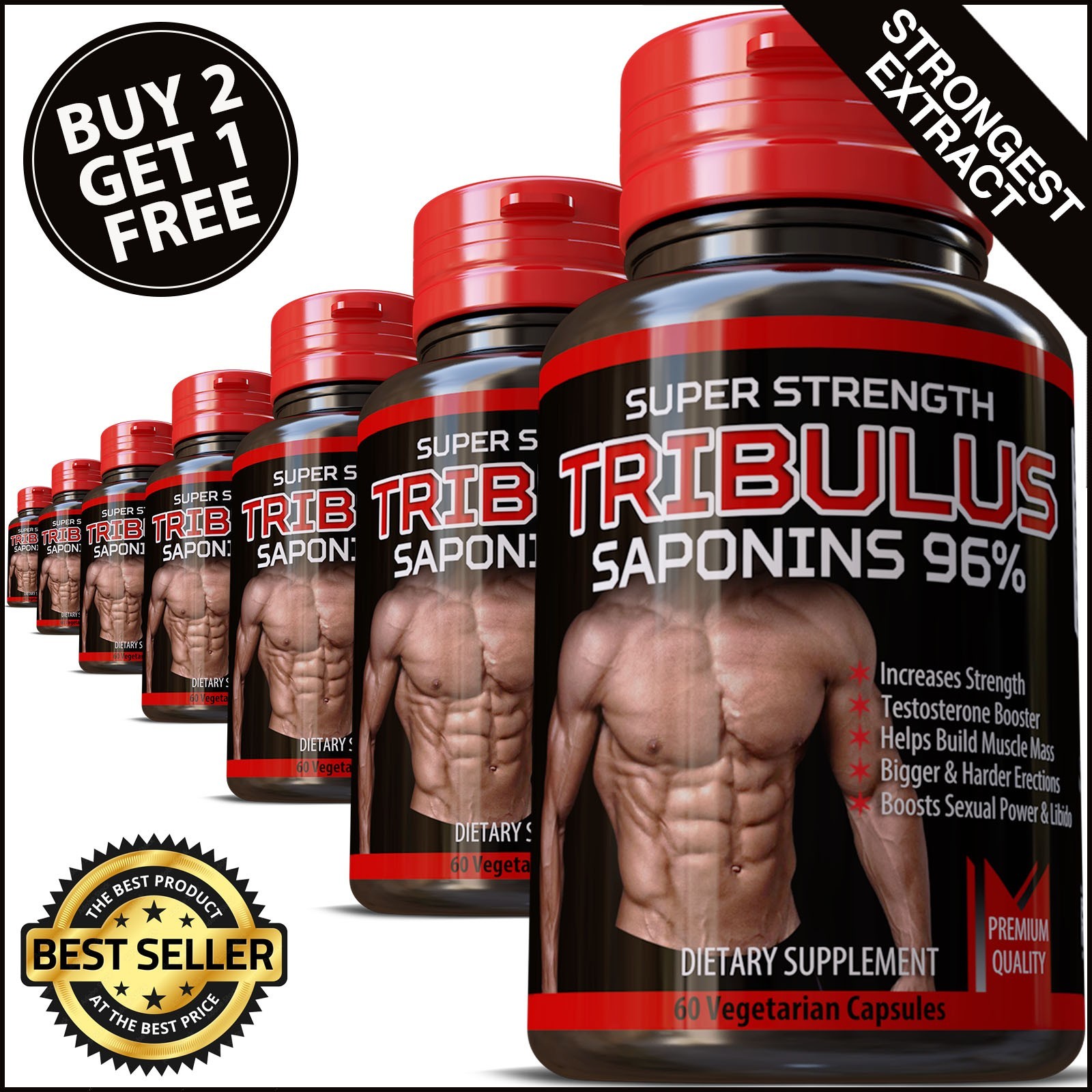 60 TRIBULUS TERRESTRIS PILLS STRONGEST BIGGER MUSCLES BODYBUILDING TESTOSTERONE